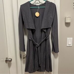 UNDREST Belted Hooded Duster Cardigan Sweater Waterfall Wrap style Sz S gray
